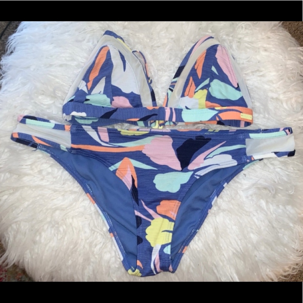 Roxy Floral/Mesh Bikini Set